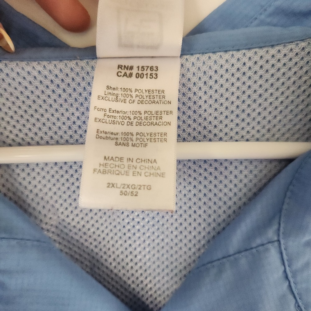 UNC Tar Heels Columbia-Style Fishing Shirt 2XL ProEdge Vented Light Blue - Picture 4 of 12